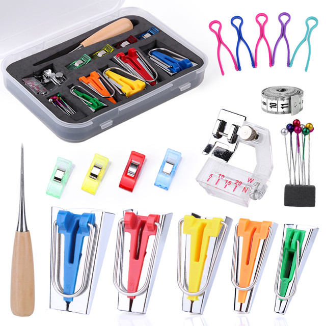 IMZAY Bias Tape Makers Set Different Sizes Bias Tape Maker Plastic Sewing  Clips Wooden Awl Sewing Tools Accessories Kit - AliExpress